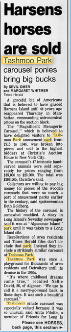 Tashmoo Park - CAROUSEL PONIES ARE SOLD OCT 19 1990